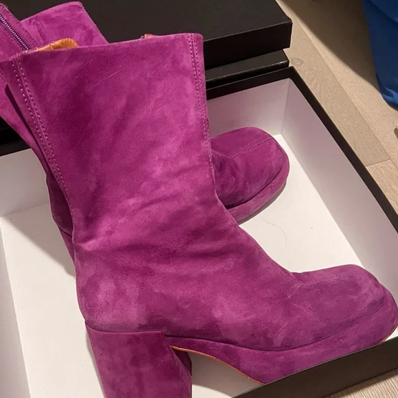 E8 by Miista Chic Purple Suede Platform Ankle Boots Size 40 - Picture 2 of 6